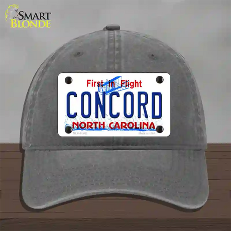 Concord North Carolina Novelty License Plate Hat Unconstructed Cotton / Charcoal