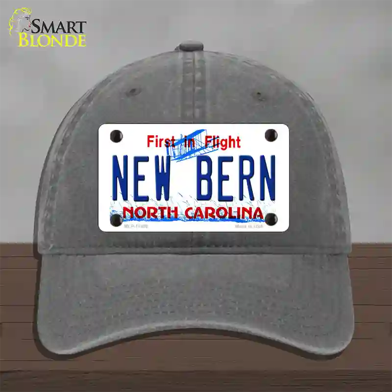 New Bern North Carolina Novelty License Plate Hat Unconstructed Cotton / Charcoal