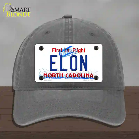 Elon North Carolina Novelty License Plate Hat Unconstructed Cotton / Charcoal