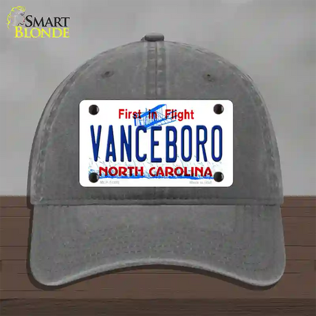 Vanceboro North Carolina Novelty License Plate Hat Unconstructed Cotton / Charcoal