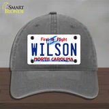 Wilson North Carolina Novelty License Plate Hat Unconstructed Cotton / Charcoal