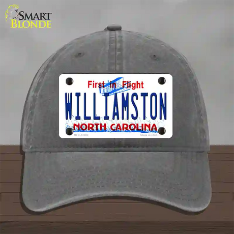 Williamston North Carolina Novelty License Plate Hat Unconstructed Cotton / Charcoal