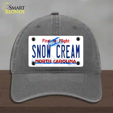 Snow Cream North Carolina Novelty License Plate Hat Unconstructed Cotton / Charcoal