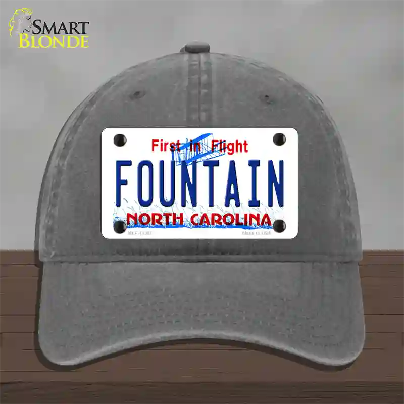 Fountain North Carolina Novelty License Plate Hat Unconstructed Cotton / Charcoal