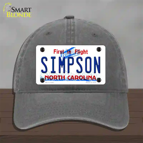 Simpson North Carolina Novelty License Plate Hat Unconstructed Cotton / Charcoal