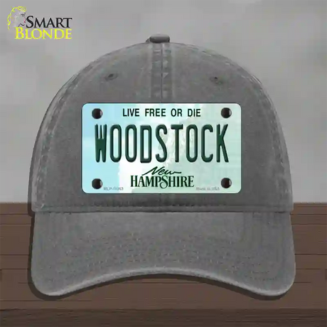 Woodstock New Hampshire Novelty License Plate Hat Unconstructed Cotton / Charcoal