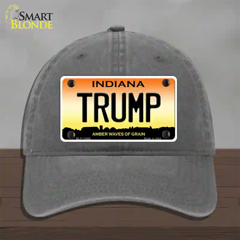 Trump Indiana Novelty License Plate Hat Unconstructed Cotton / Charcoal