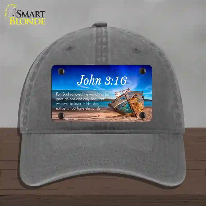 John 3 16 Beach Novelty License Plate Hat Unconstructed Cotton / Charcoal