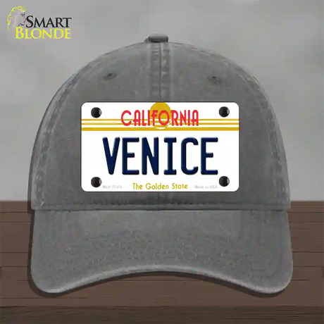 Venice California Novelty License Plate Hat Unconstructed Cotton / Charcoal