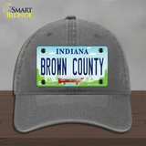 Brown County Indiana Novelty License Plate Hat Unconstructed Cotton / Charcoal