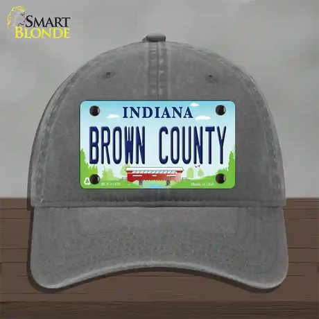 Brown County Indiana Novelty License Plate Hat Unconstructed Cotton / Charcoal