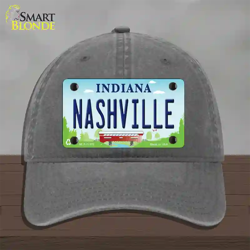 Nashville Indiana Novelty License Plate Hat Unconstructed Cotton / Charcoal