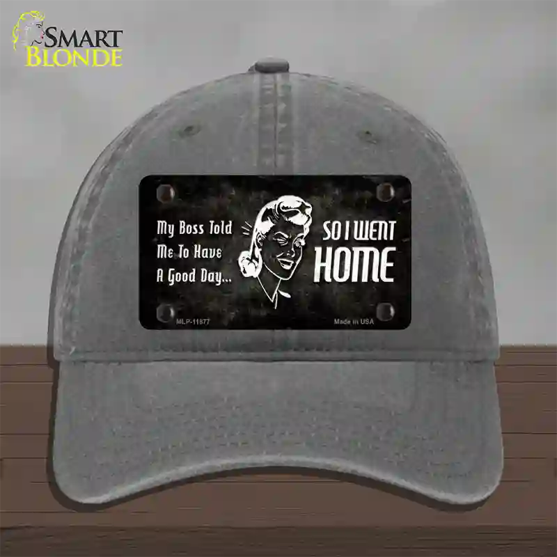 So I Went Home Novelty License Plate Hat Unconstructed Cotton / Charcoal