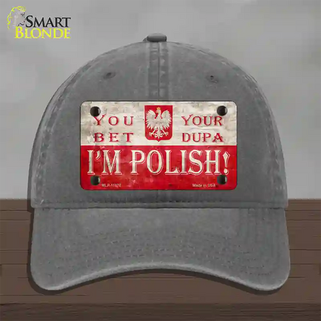 Im Polish Novelty License Plate Hat Unconstructed Cotton / Charcoal