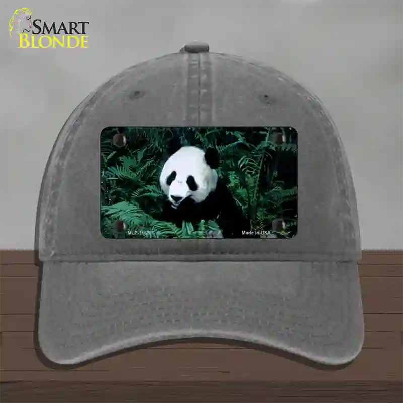 Panda Bear Novelty License Plate Hat Unconstructed Cotton / Charcoal