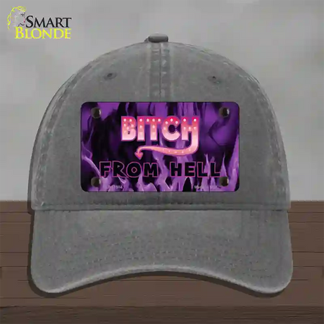 Bitch from Hell Novelty License Plate Hat Unconstructed Cotton / Charcoal