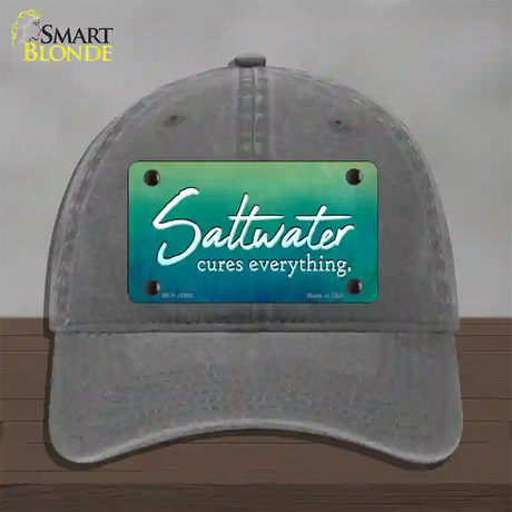 Saltwater Cures Everything Novelty License Plate Hat Unconstructed Cotton / Charcoal