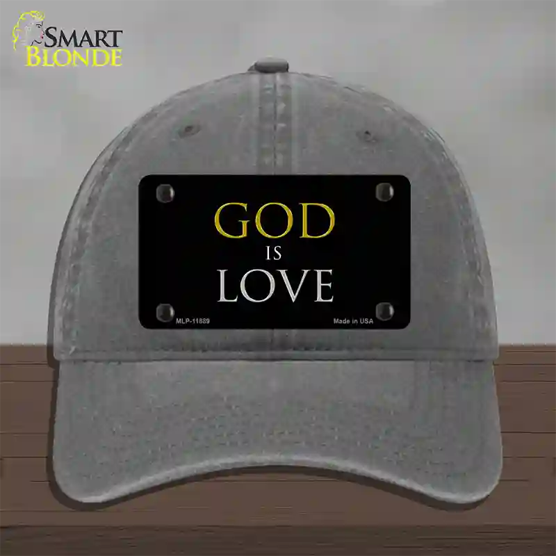 God Is Love Novelty License Plate Hat Unconstructed Cotton / Charcoal