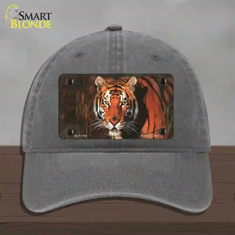 Tiger Novelty License Plate Hat Unconstructed Cotton / Charcoal