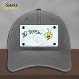 Bee Yourself Novelty License Plate Hat Unconstructed Cotton / Charcoal