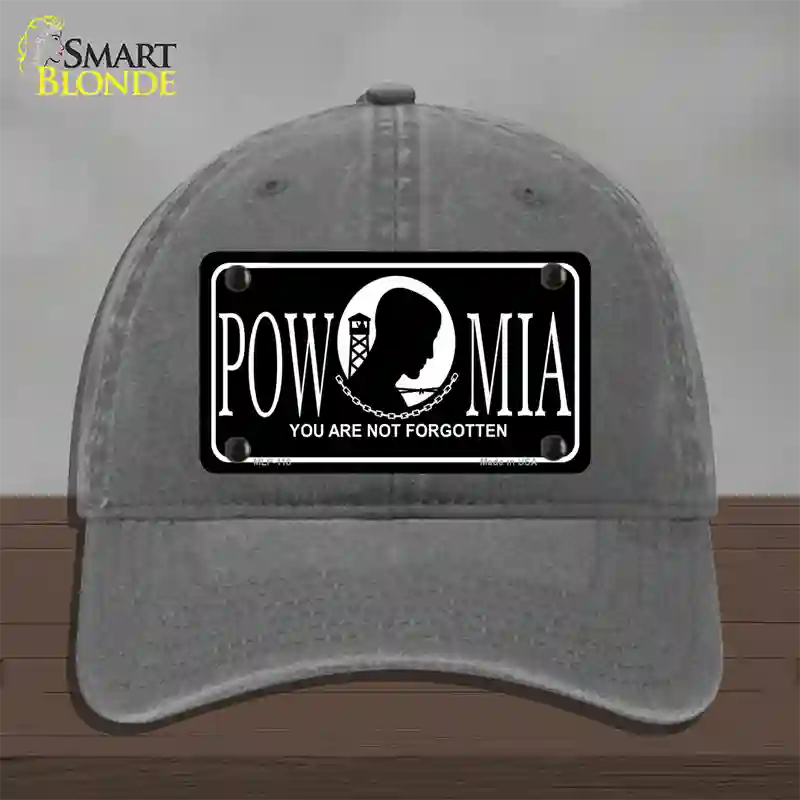 POW-MIA Novelty License Plate Hat Unconstructed Cotton / Charcoal