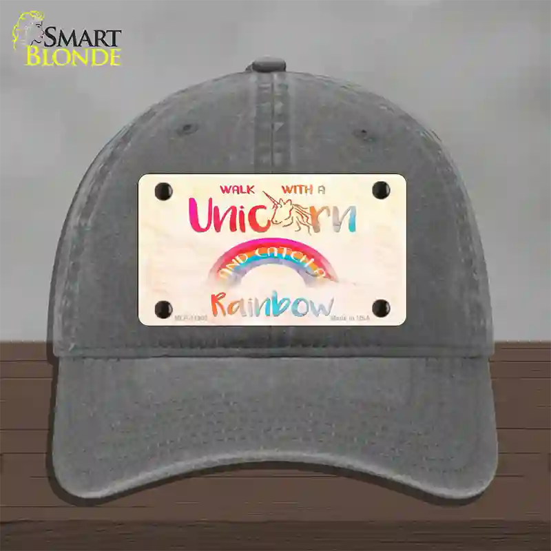 Walk with a Unicorn Novelty License Plate Hat Unconstructed Cotton / Charcoal