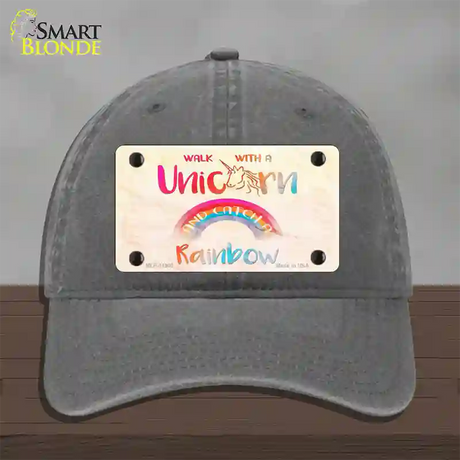 Walk with a Unicorn Novelty License Plate Hat Unconstructed Cotton / Charcoal