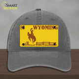 Wyoming Yellow Novelty License Plate Hat Unconstructed Cotton / Charcoal