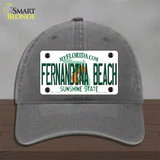 Florida Fernandina Beach Novelty License Plate Hat Unconstructed Cotton / Charcoal