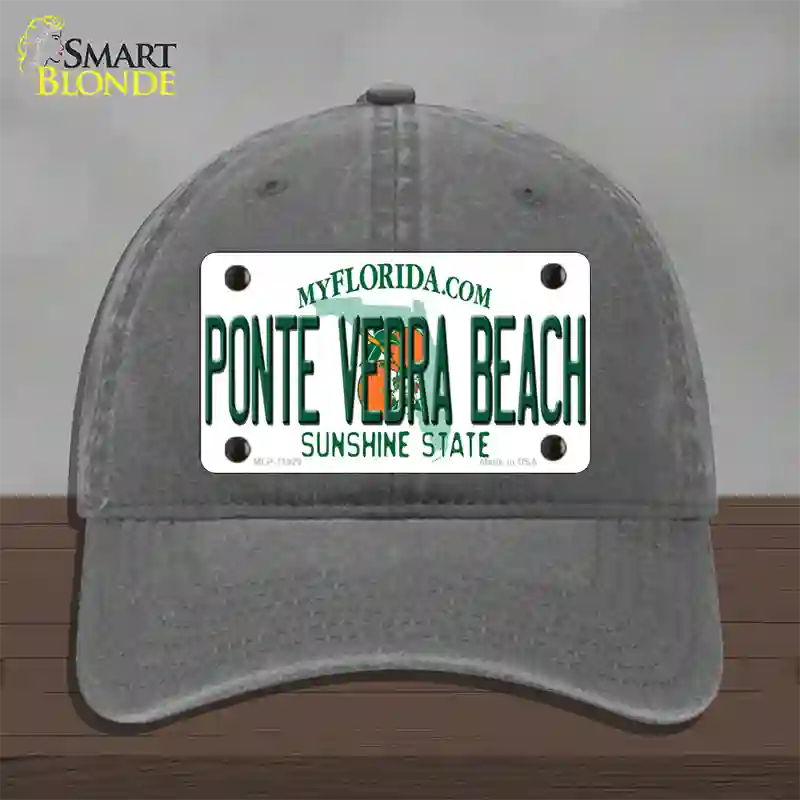 Florida Ponte Vedra Beach Novelty License Plate Hat Unconstructed Cotton / Charcoal