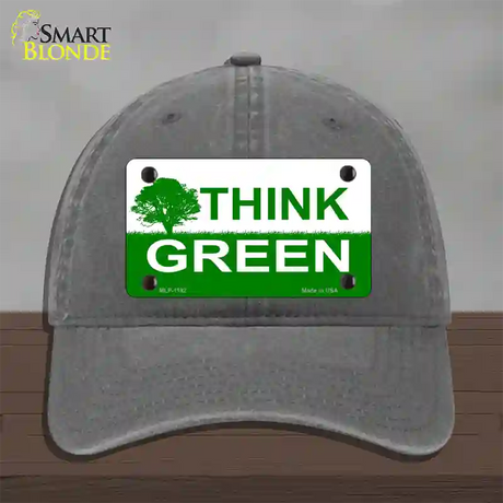 Think Green Novelty License Plate Hat Unconstructed Cotton / Charcoal