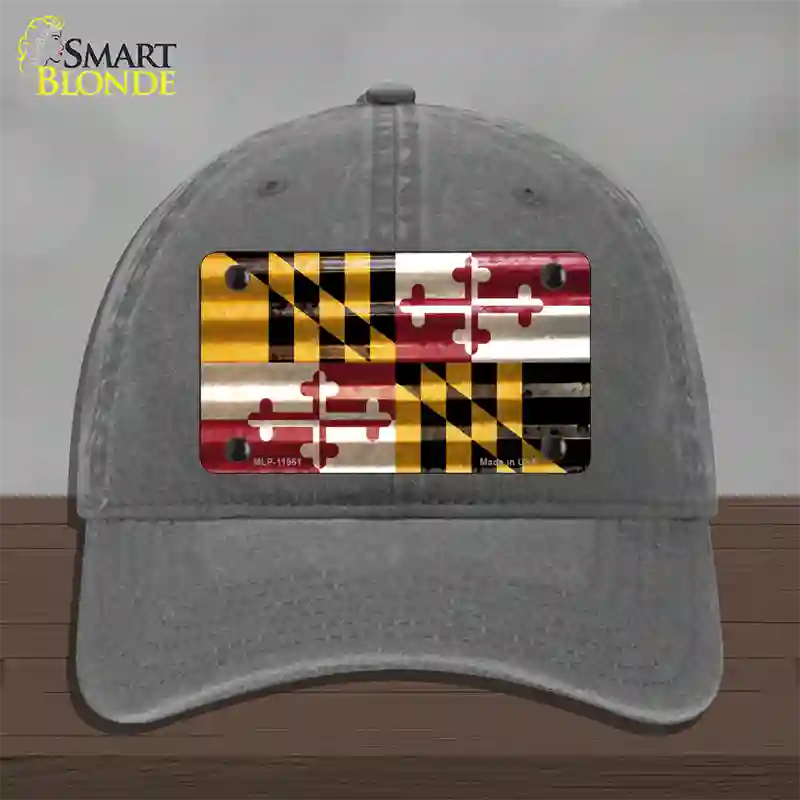 Maryland Corrugated Flag Novelty License Plate Hat Unconstructed Cotton / Charcoal