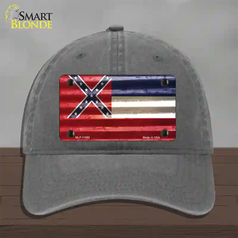 Mississippi Corrugated Flag Novelty License Plate Hat Unconstructed Cotton / Charcoal