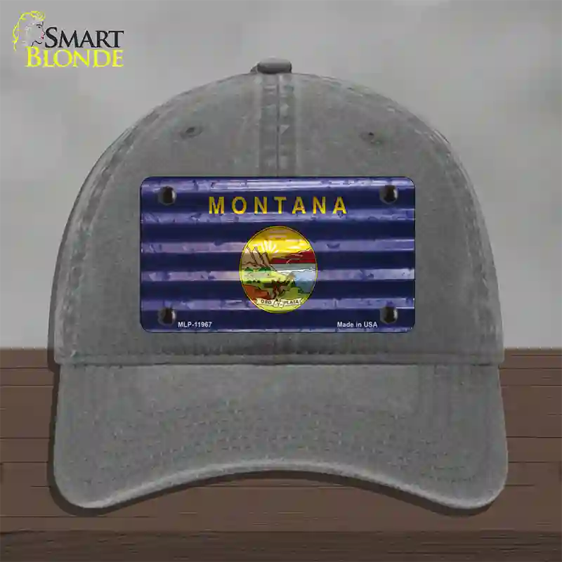 Montana Corrugated Flag Novelty License Plate Hat Unconstructed Cotton / Charcoal