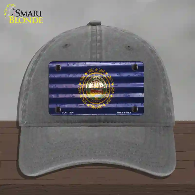 New Hampshire Corrugated Flag Novelty License Plate Hat Unconstructed Cotton / Charcoal