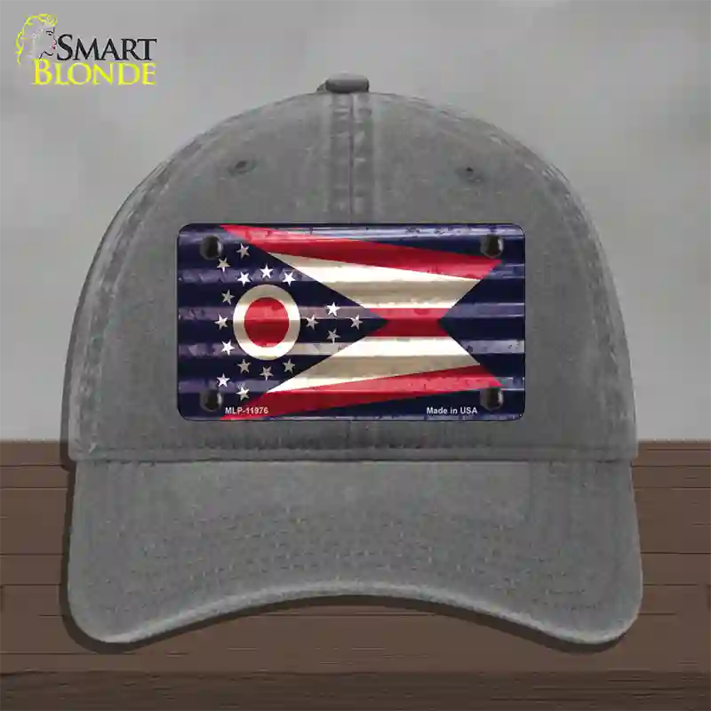 Ohio Corrugated Flag Novelty License Plate Hat Unconstructed Cotton / Charcoal