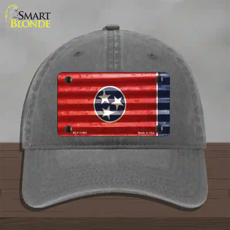 Tennessee Corrugated Flag Novelty License Plate Hat Unconstructed Cotton / Charcoal