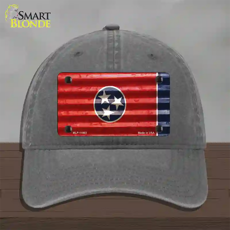 Tennessee Corrugated Flag Novelty License Plate Hat Unconstructed Cotton / Charcoal