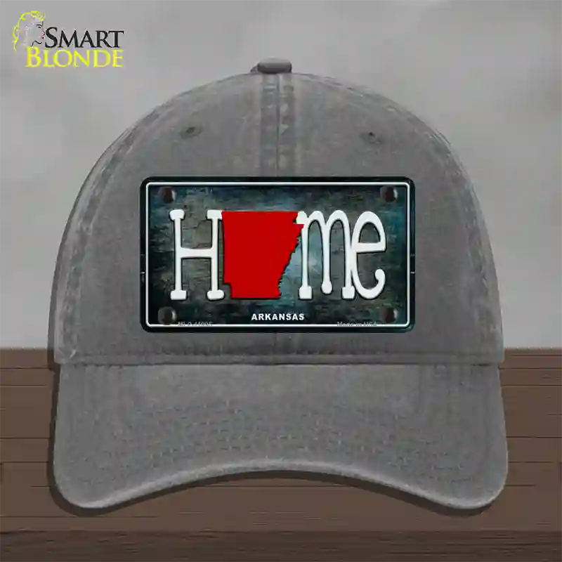 Arkansas Home State Outline Novelty License Plate Hat Unconstructed Cotton / Charcoal