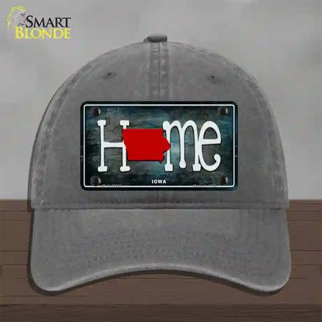 Iowa Home State Outline Novelty License Plate Hat Unconstructed Cotton / Charcoal