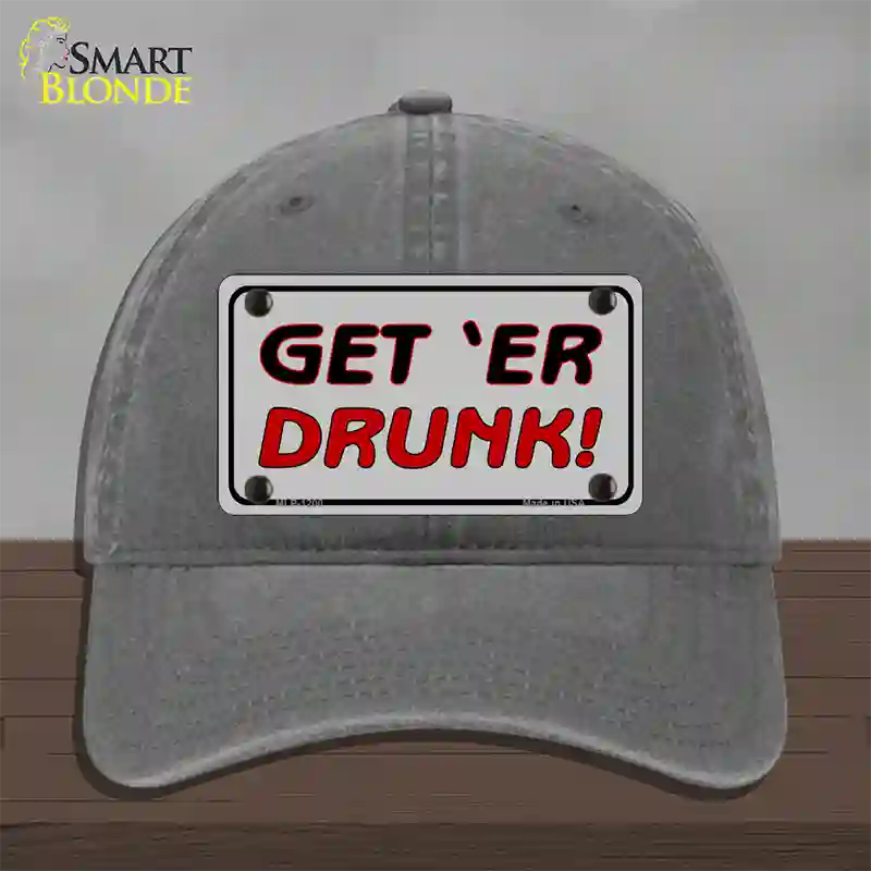 Get ER Drunk Novelty License Plate Hat Unconstructed Cotton / Charcoal