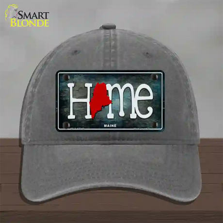 Maine Home State Outline Novelty License Plate Hat Unconstructed Cotton / Charcoal