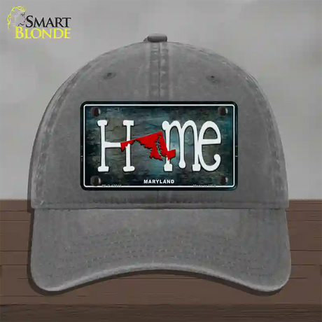 Maryland Home State Outline Novelty License Plate Hat Unconstructed Cotton / Charcoal