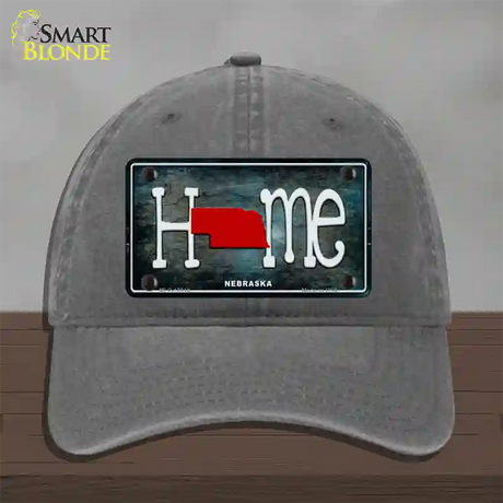 Nebraska Home State Outline Novelty License Plate Hat Unconstructed Cotton / Charcoal