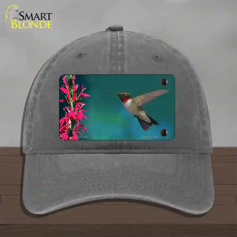 Humming Bird Novelty License Plate Hat Unconstructed Cotton / Charcoal