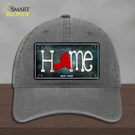 New York Home State Outline Novelty License Plate Hat Unconstructed Cotton / Charcoal