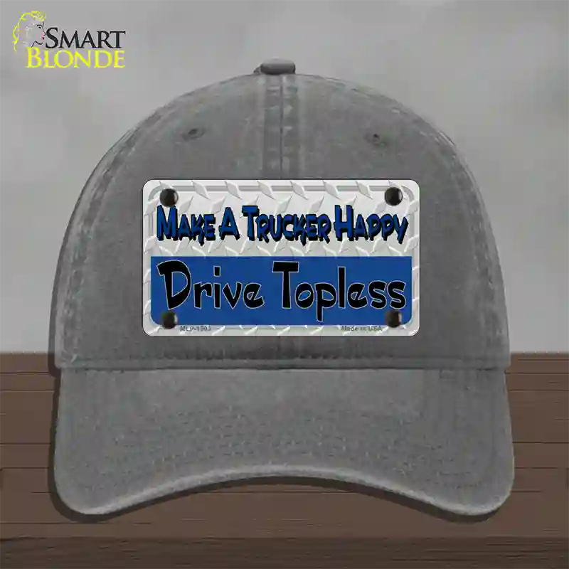 Make A Mesh Happy Novelty License Plate Hat Unconstructed Cotton / Charcoal