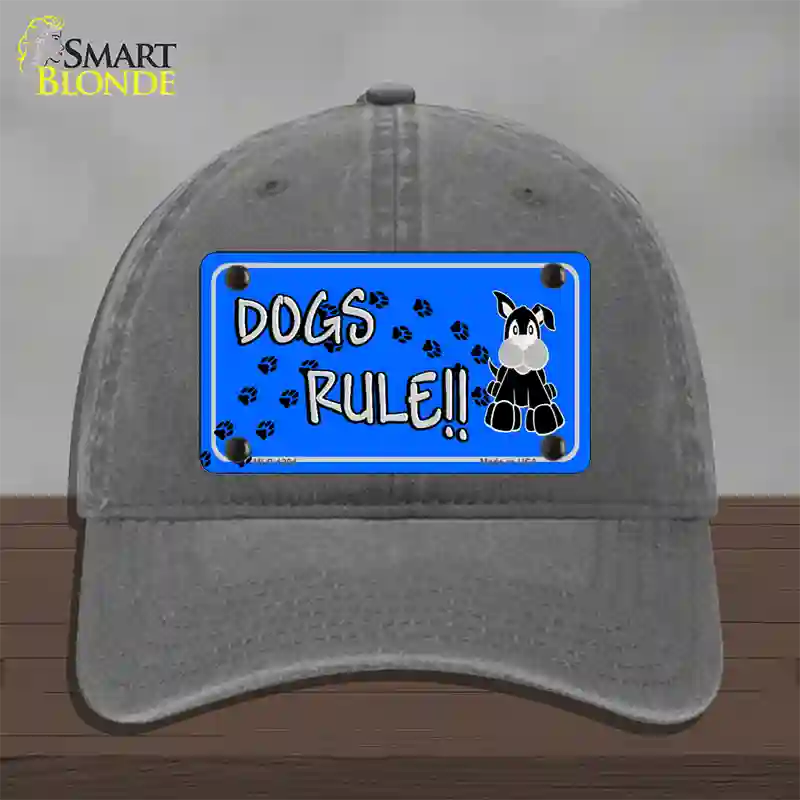 Dogs Rule Novelty License Plate Hat Tag Unconstructed Cotton / Charcoal