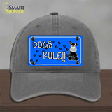 Dogs Rule Novelty License Plate Hat Tag Unconstructed Cotton / Charcoal