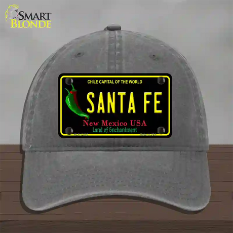 Santa Fe Black New Mexico Novelty License Plate Hat Unconstructed Cotton / Charcoal